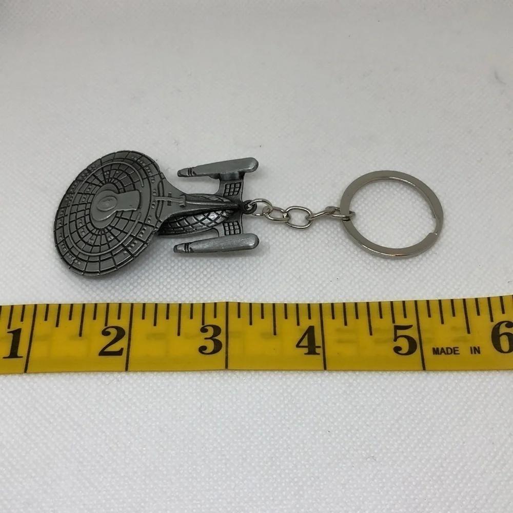 Space Ship Key Chain Silver Tone